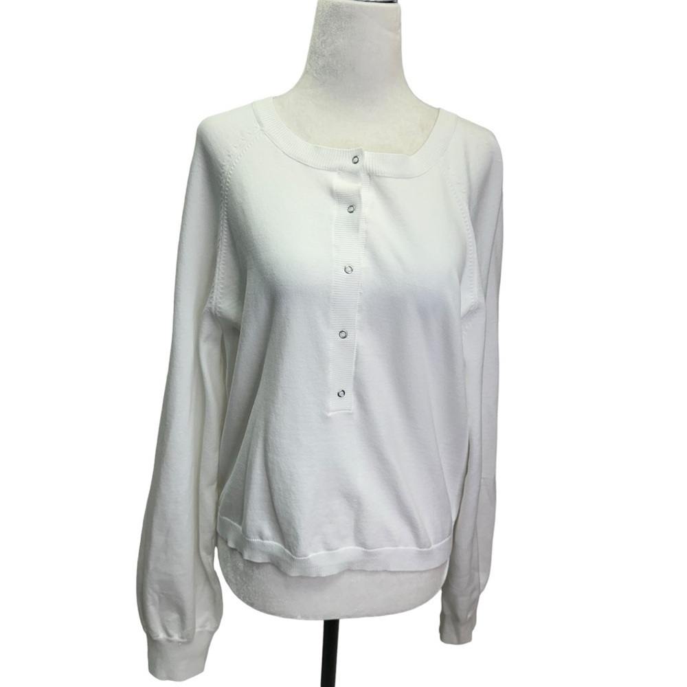 525 America Cotton White Henley Long Sleeve Sweater Size XS/S